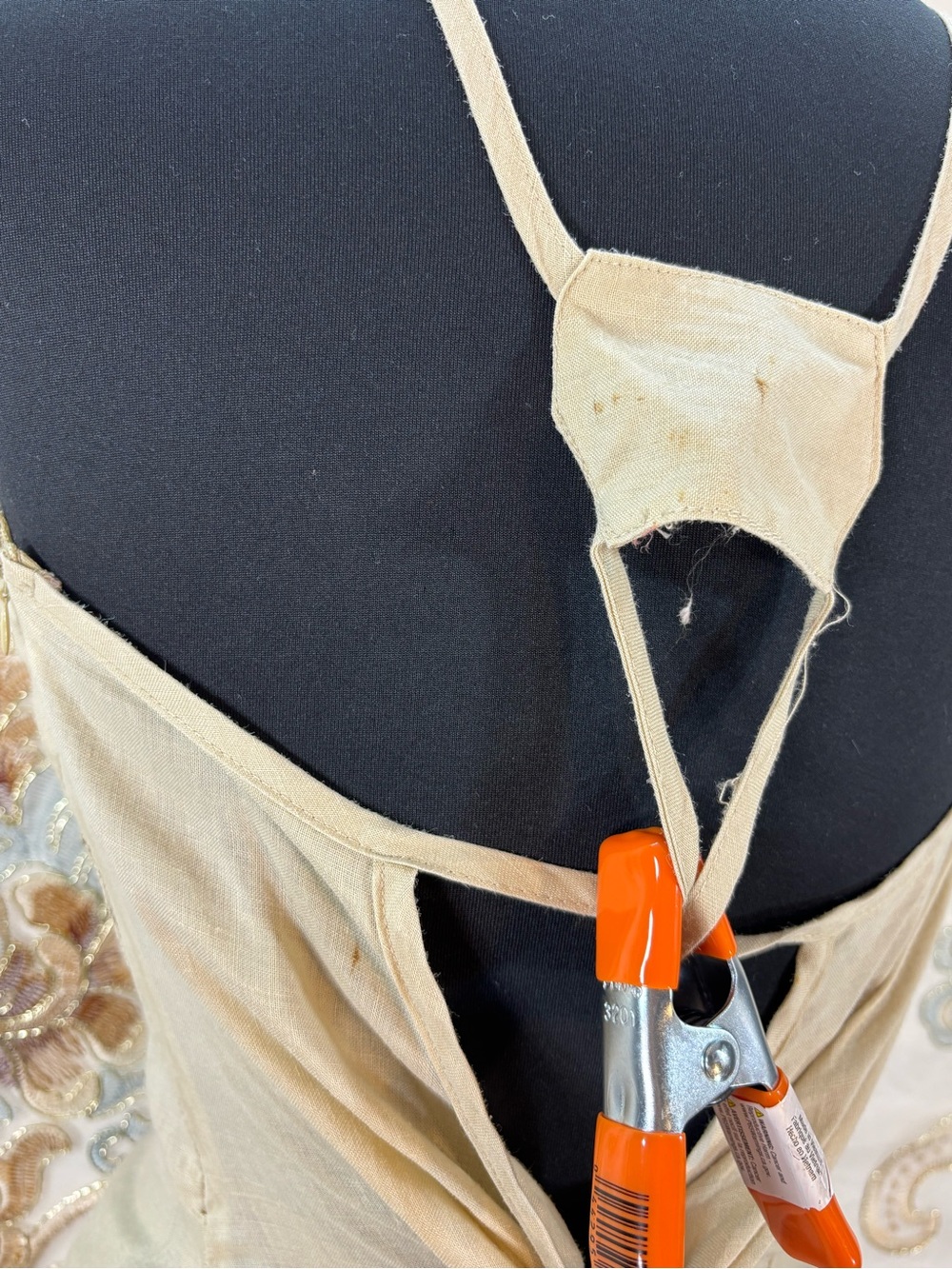 ✨Vintage Y2K Bohemian Beige Linen Sequins Racerback Tank Top✨ - Picture 6 of 9